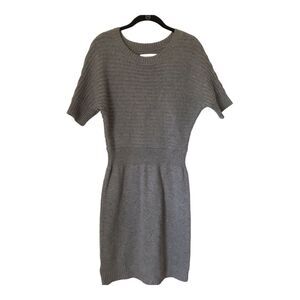 Ann Taylor Loft Dress Womens Size M Grey Sweater Wool Blend Dolman Sleeves
